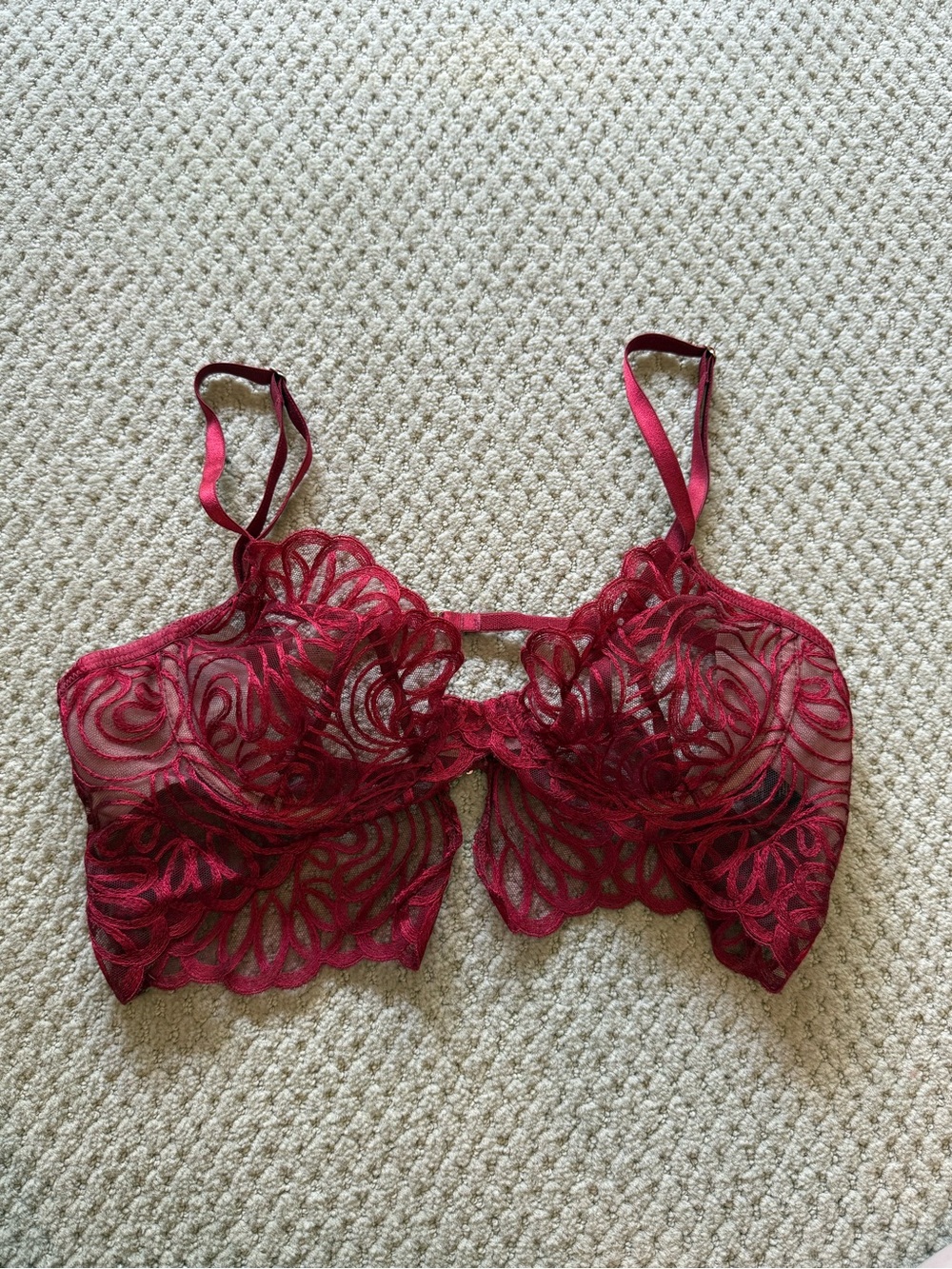 For Love And Lemons Red Lace Underwire Bra - Size Medium